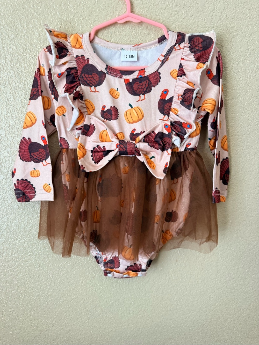 Amazon Pink Turkey & Pumpkin Tulle Romper Dress